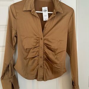 Gold Button Down women's Top